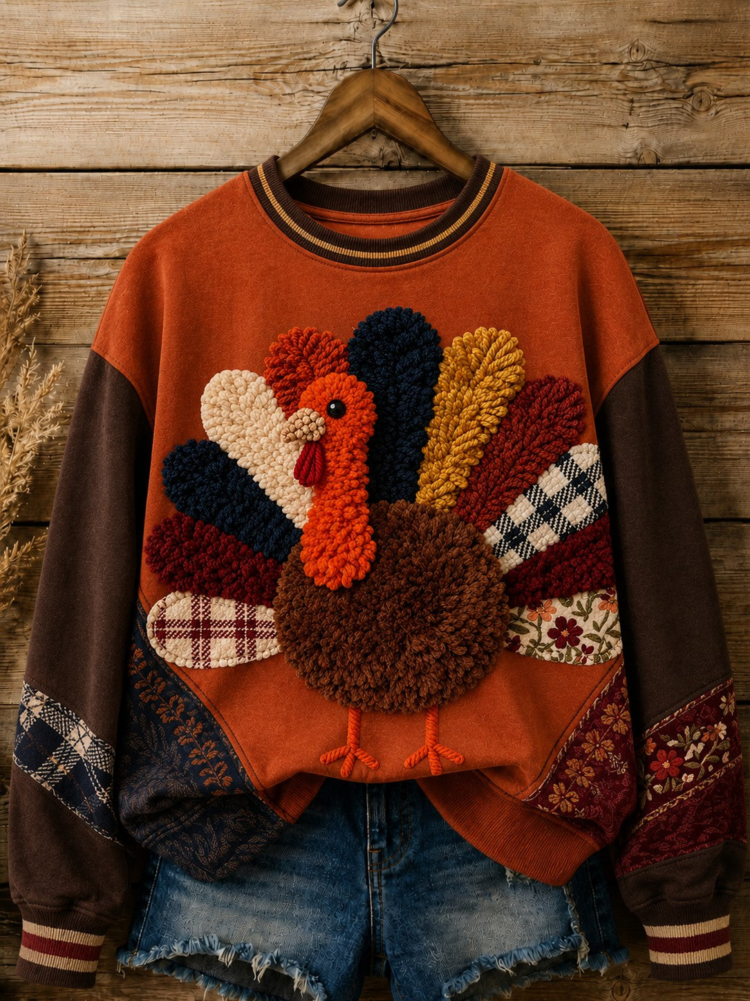 Women's Happy Thanksgiving Turkey Printed Sweatshirt