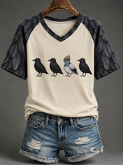 Women's Halloween Fun Crow V-neck T-shirt