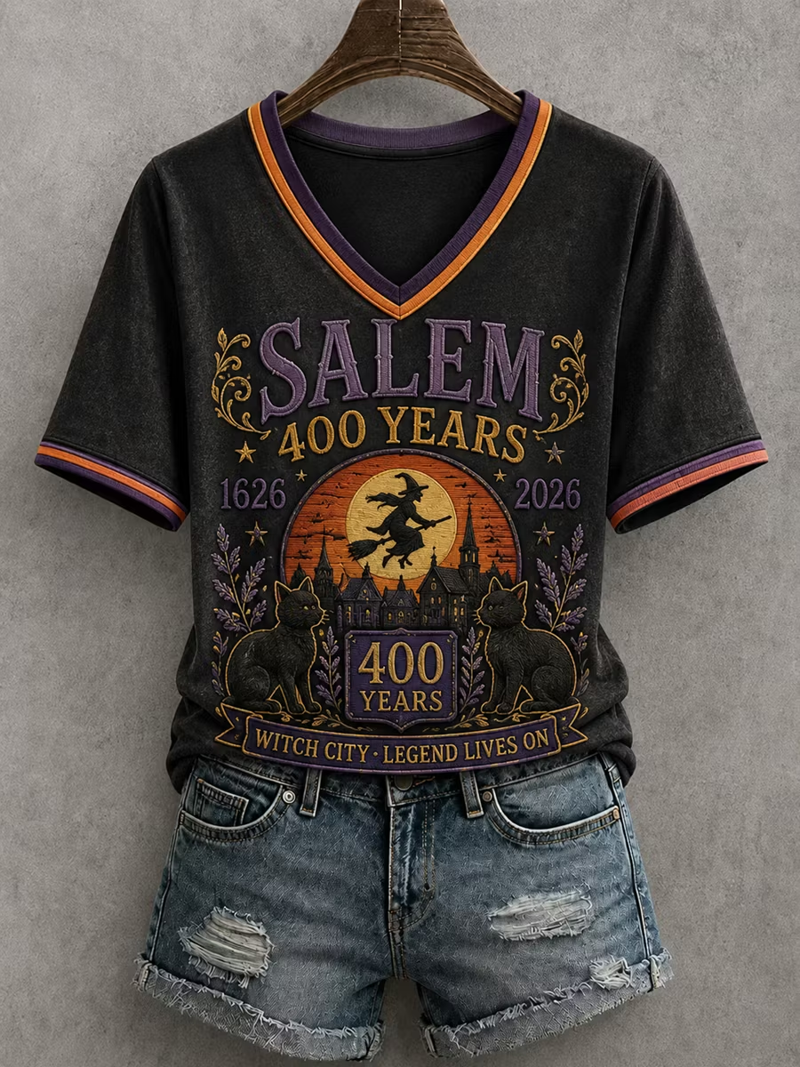 Women's Salem 400th Anniversary Witch Printed short-sleeved T-shirt