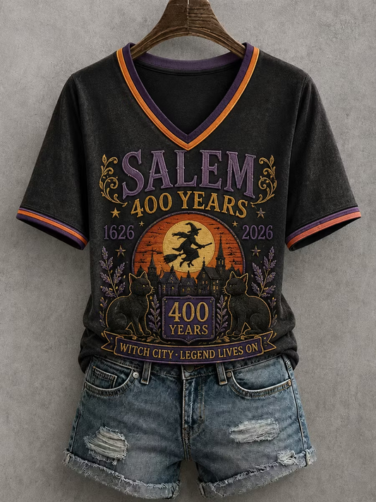 Women's Salem 400th Anniversary Witch Printed short-sleeved T-shirt