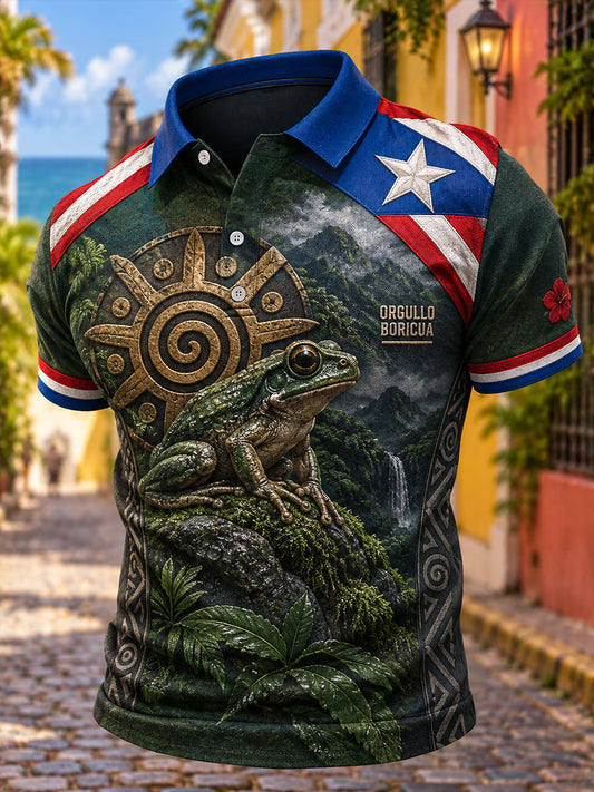 Men's Puerto Rico Boricua Art Printed Casual Tops