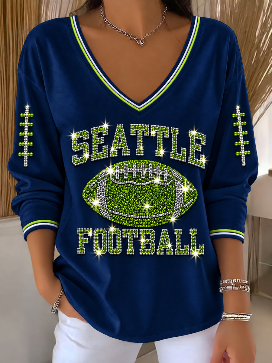 Men's Football Gameday Gift For Football Fans Long Sleeve V-Neck T-Shirt