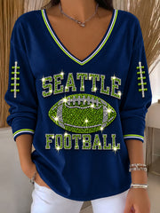 Men's Football Gameday Gift For Football Fans Long Sleeve V-Neck T-Shirt