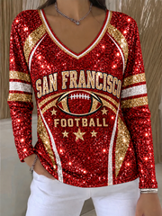 Women's Football Gameday Gift For Football Fans V-Neck T-Shirt