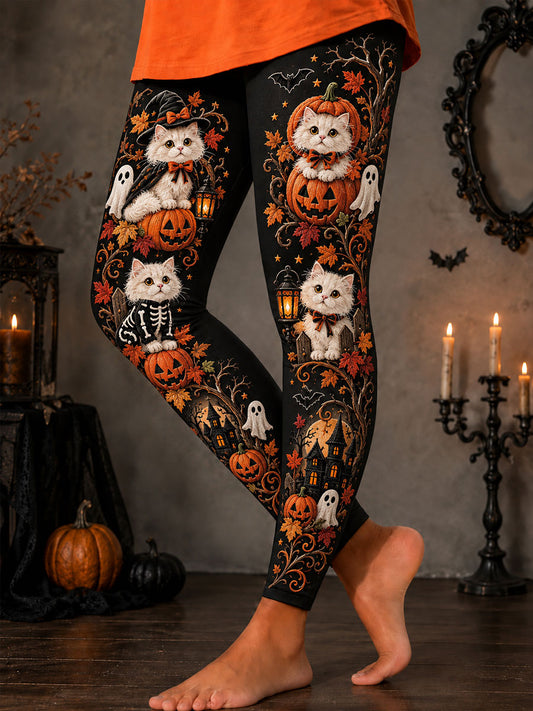 Women's Halloween Cat Art Bottoms