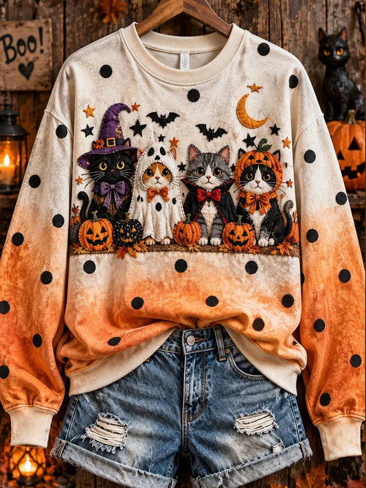 Women's Funny Halloween Witch Art Print Casual Sweatshirt