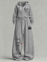 Women's Cute Cat Print Casual Set