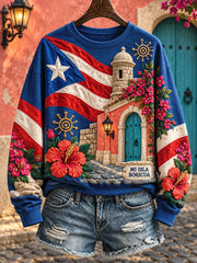 Women's Puerto Rico Boricua Art Printed Sweatshirt