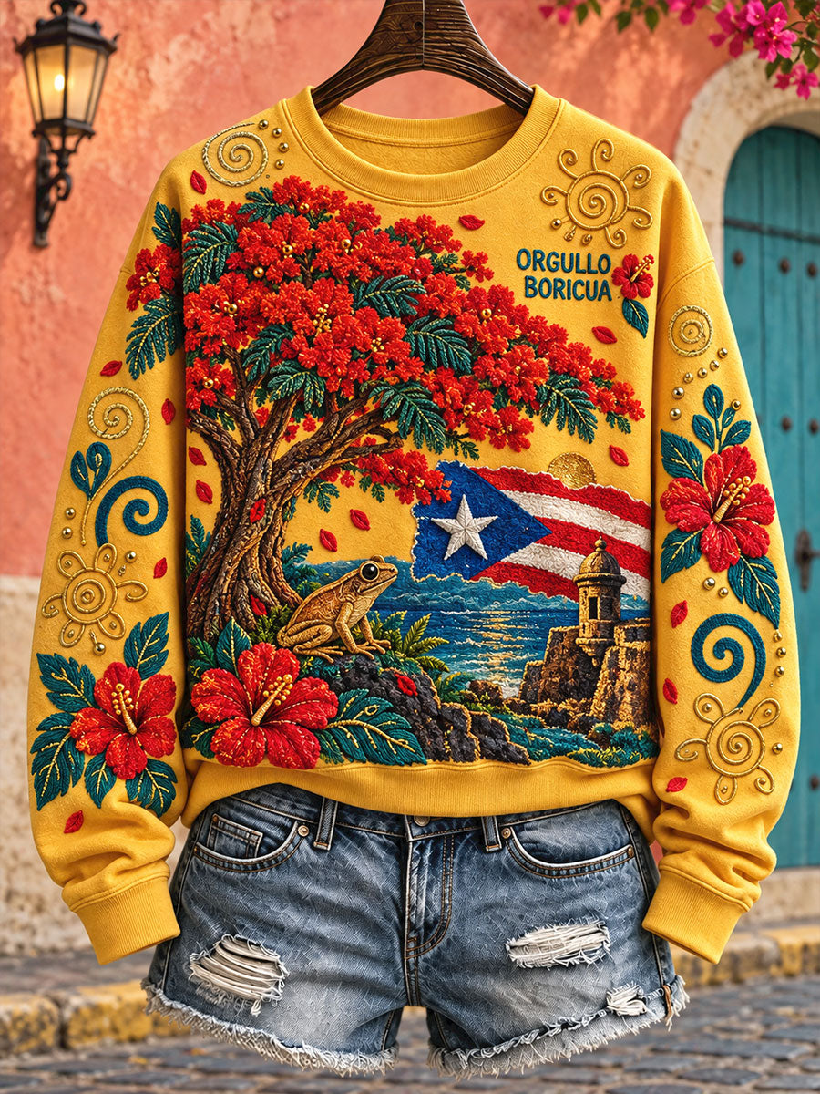 Women's Puerto Rico Boricua Art Printed Sweatshirt