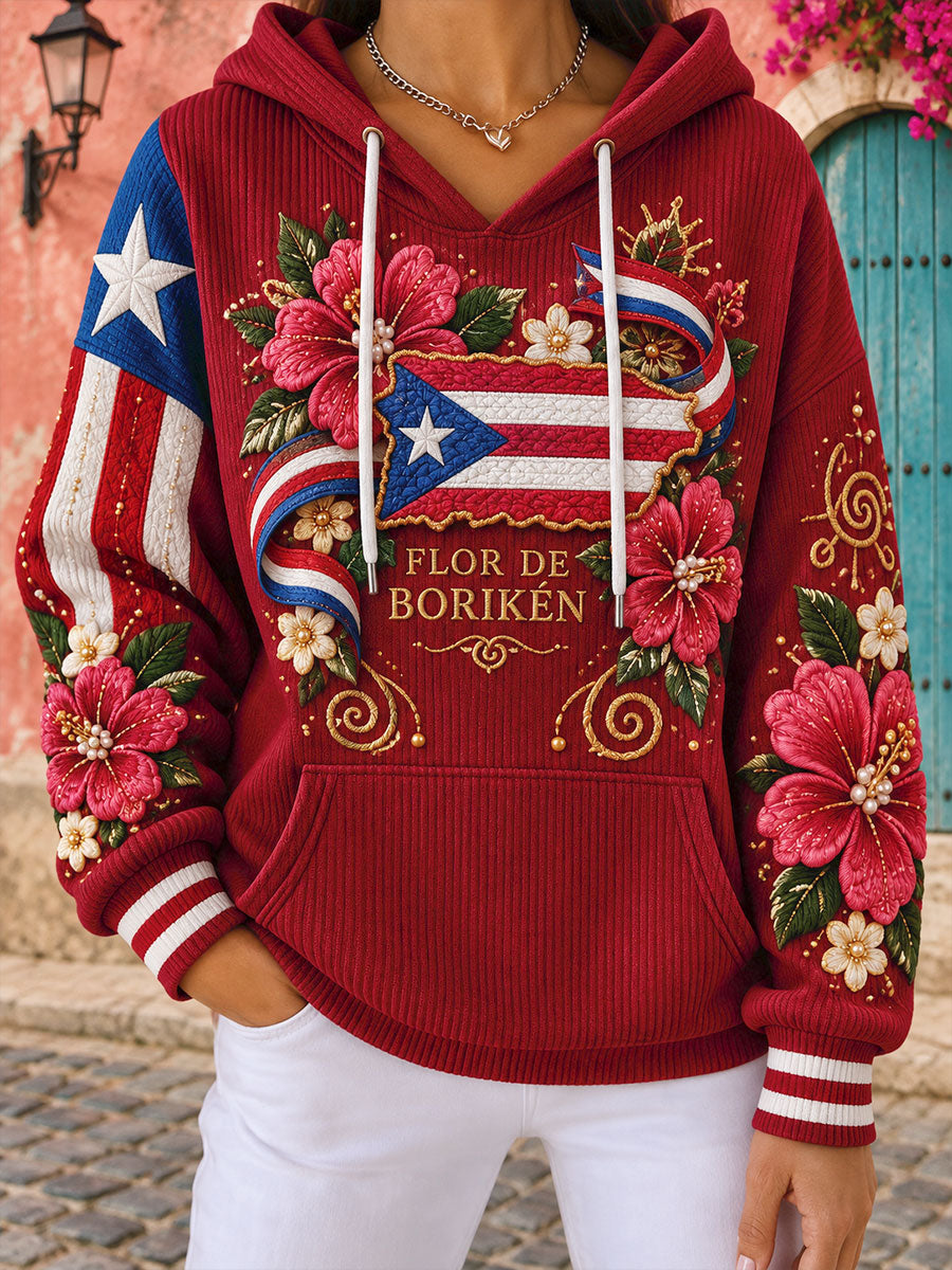 Women's Puerto Rico Boricua Art Printed Hoodie