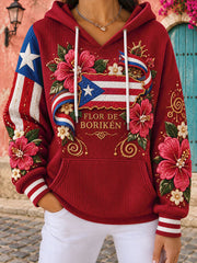Women's Puerto Rico Boricua Art Printed Hoodie