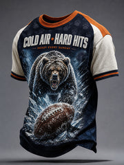 Men's Chicago Football Lover Bear Art Printed T-shirt