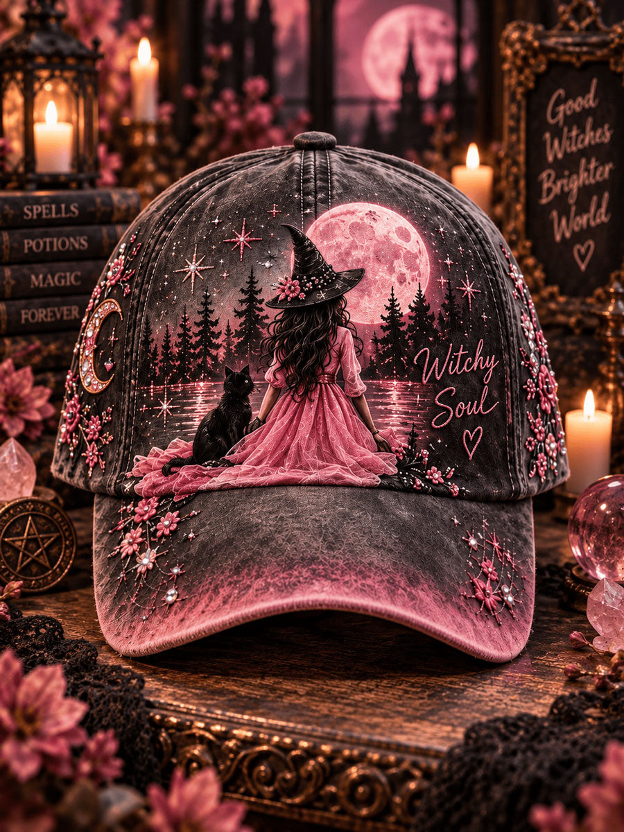 Breast Cancer Awareness Witch Print Casual Unisex Hat