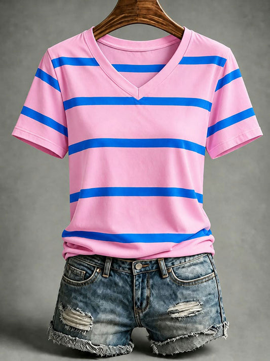Women's Striped Print Casual T-Shirt