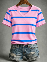 Women's Striped Print Casual T-Shirt
