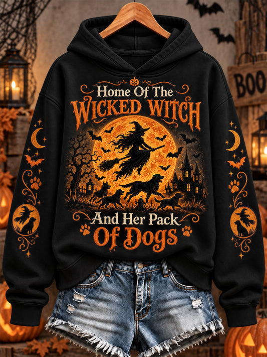 Women's Home Of The Wicked Witch And Her Pack Of Dogs Print Sweatshirt