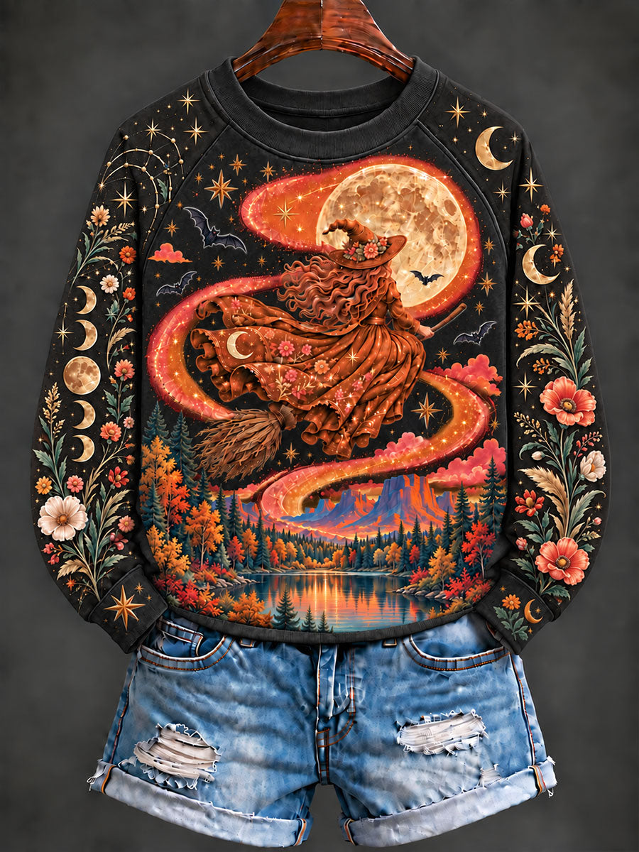 Women's Halloween Witch  Raglan Sleeve Sweatshirt