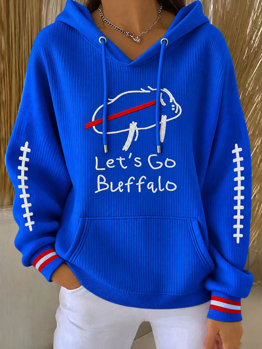 Women's Go Buffalo Football Fans Lovers Gameday Casual Hoodie