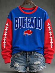 Women's Football Lover Buffalo Print Sweatshirt