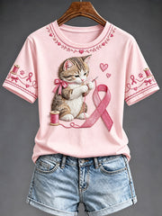 Women's Breast Cancer Awareness Pink Art Print T-shirt