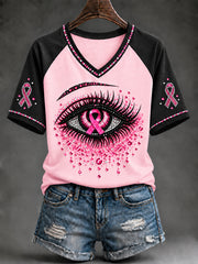 Women's Breast Cancer Awareness Pink Ribbon Support Short Sleeve T-shirt