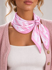 Breast Cancer Awareness Pink Ribbon and Butterfly Print Square Scarf
