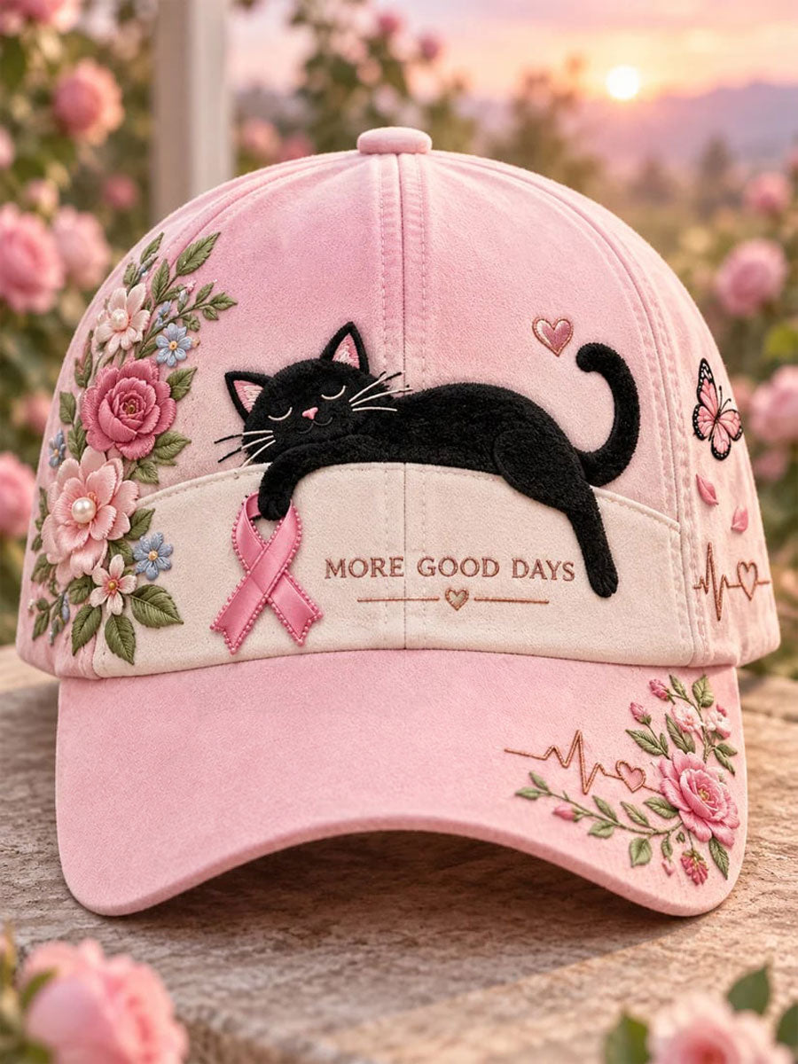 Breast Cancer Awareness Cat Print Casual Unisex Hat