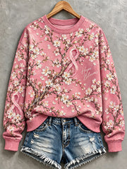 Women's Pink Oil Painting Breast Cancer Awareness Sweatshirt