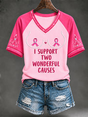 Women's Breast Cancer Awareness Pink Ribbon Support Short Sleeve T-shirt