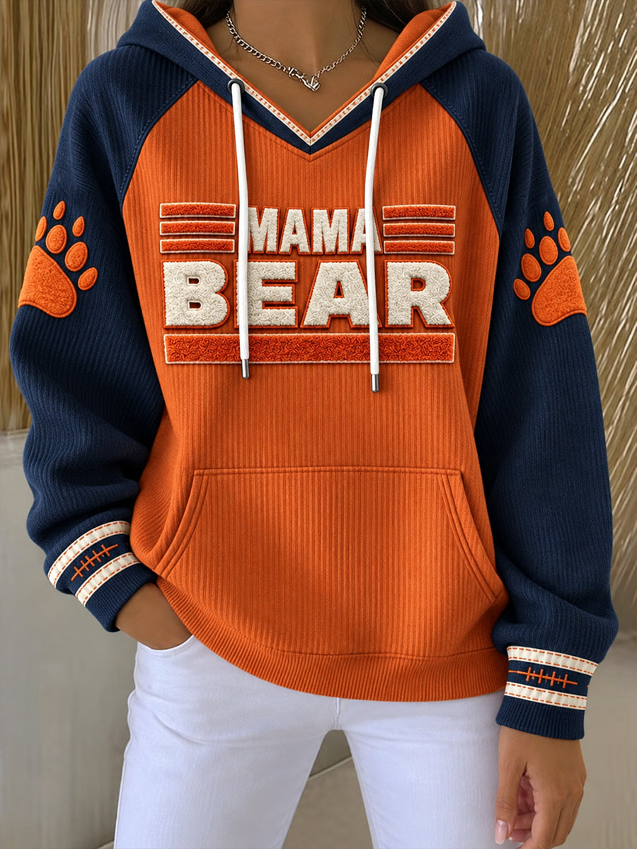 Women's Chicago Football Lover Bear Art Printed Hoodie