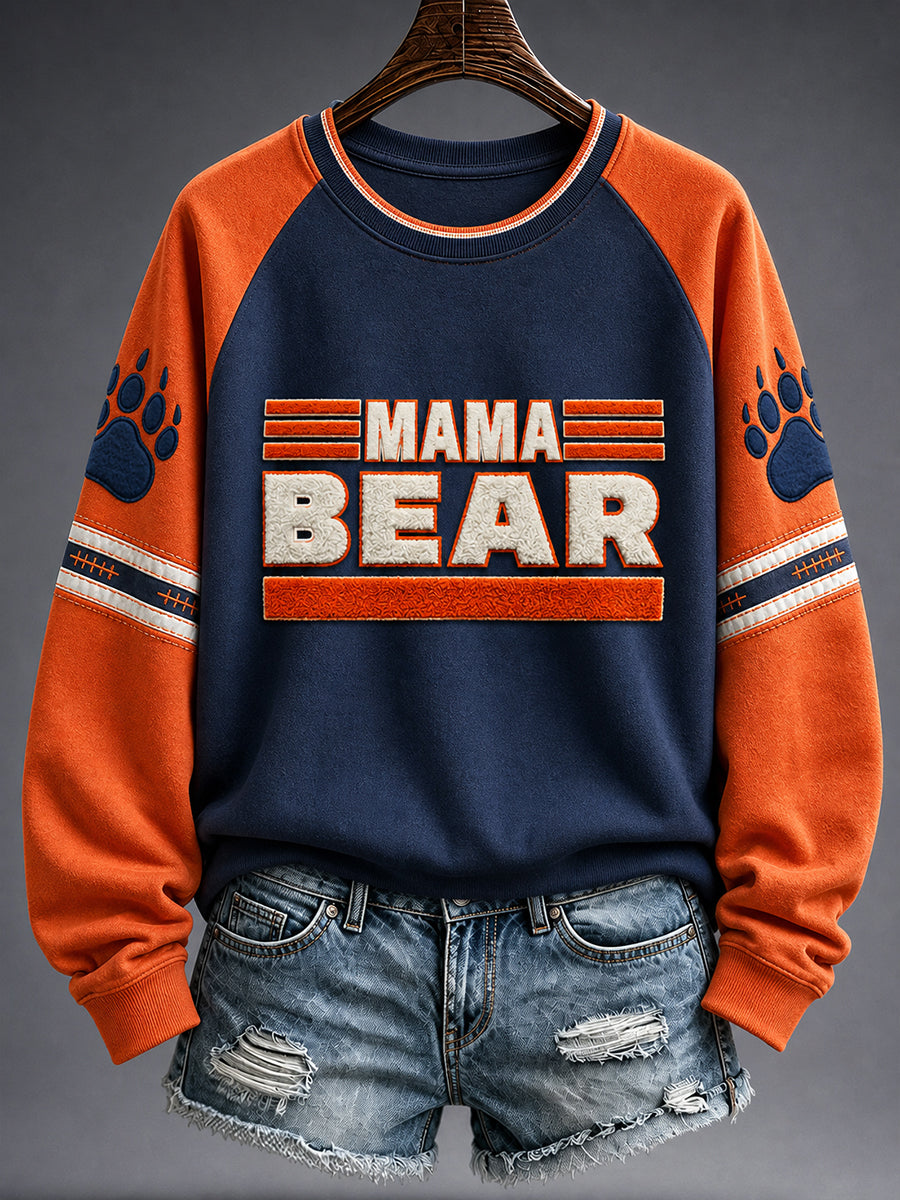 Women's Chicago Football Lover Bear Art Printed Sweatshirt