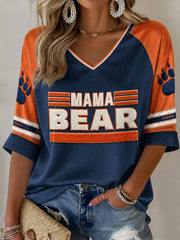 Women's Chicago Football Lover Bear Art Printed T-Shirt