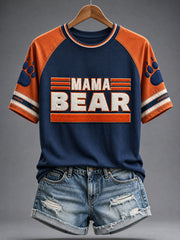 Women's Chicago Football Lover Bear Art Printed T-Shirt