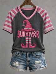 Women's Breast Cancer Awareness Art Printed T-shirt
