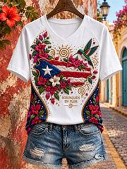 Women's Puerto Rico Art Printed T-shirt