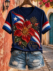 Women's Puerto Rico Art Printed T-shirt