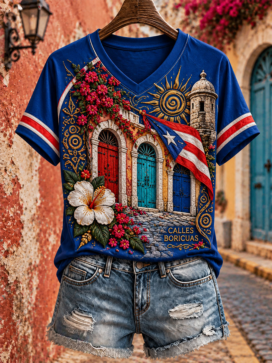 Women's Puerto Rico Art Printed T-shirt