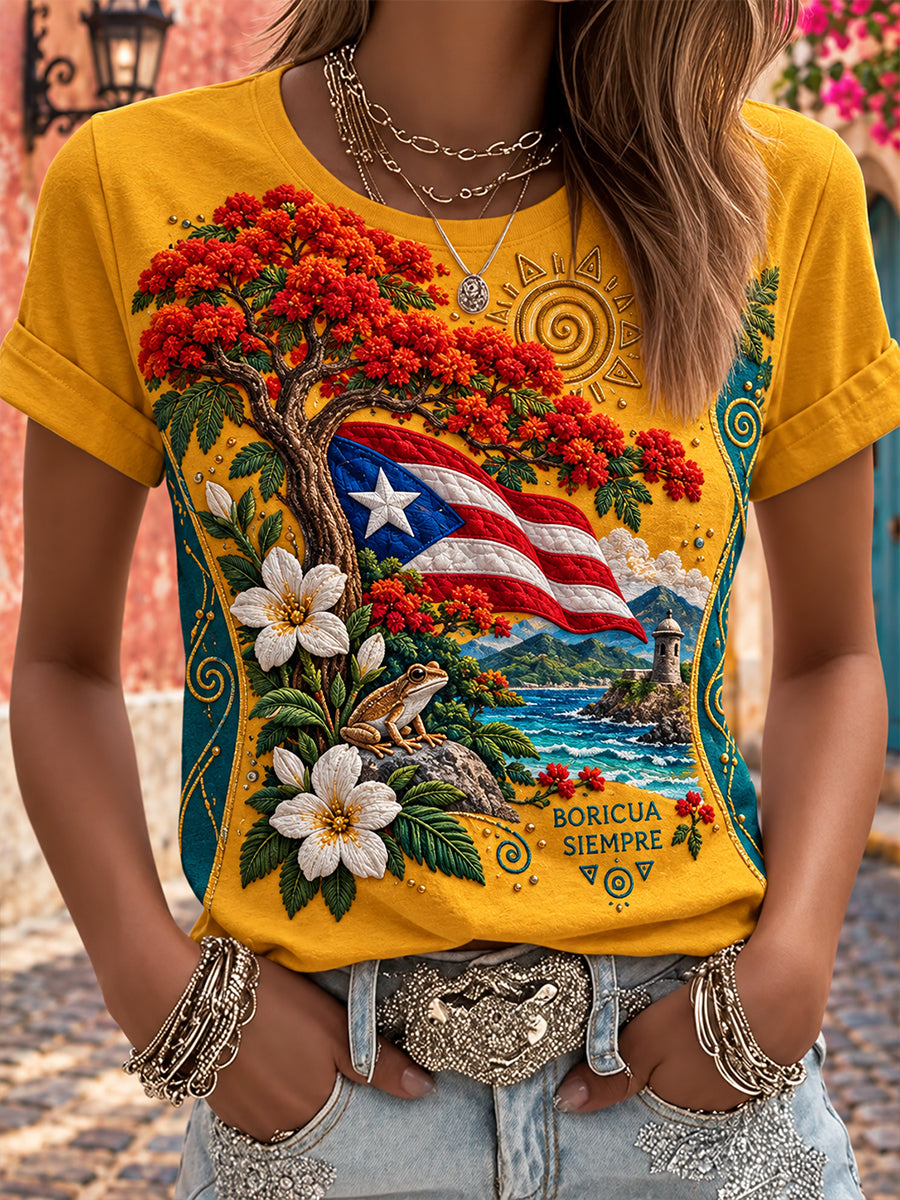 Women's Puerto Rico Art Printed T-shirt