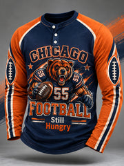 Men's Football Gameday Gift For Football Fans Casual Buttons Long Sleeve T-Shirt