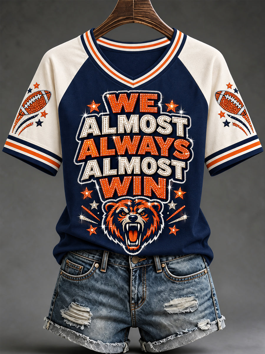 Women's Football Gameday Gift For Football Fans Casual V-Neck Tee