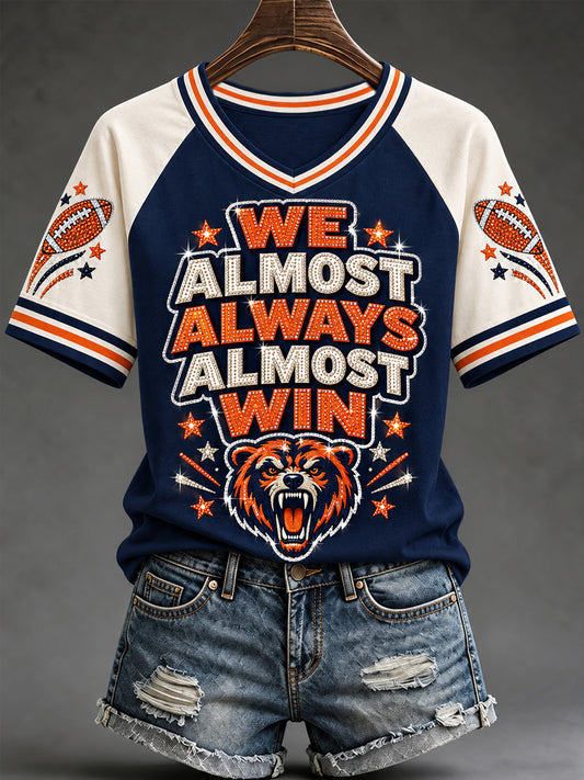 Women's Football Gameday Gift For Football Fans Casual V-Neck Tee