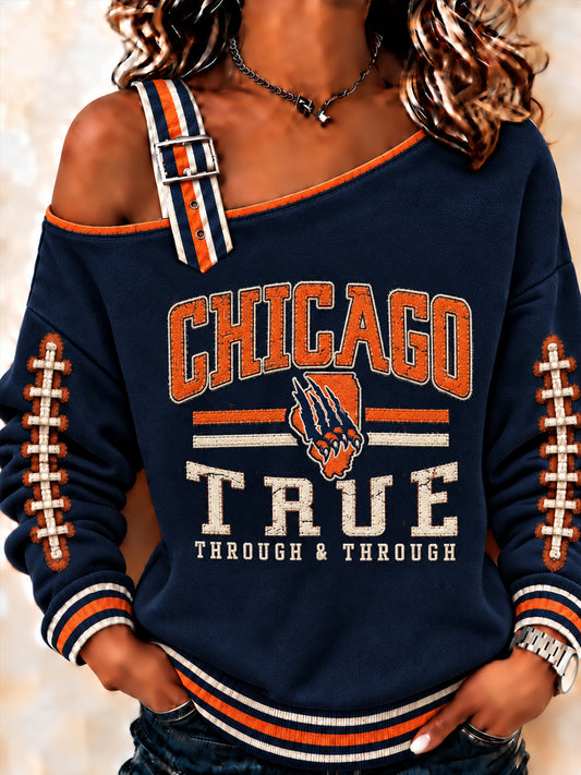 Women's Football Gameday Gift For Football Fans Print Casual Off-Shoulder Sweatshirt