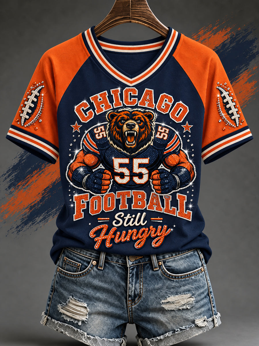 Women's Football Gameday Gift For Football Fans Casual V-Neck Tee
