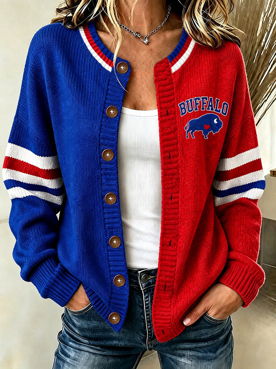 Women's Football Lover Buffalo Print Casual Cardigan