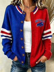 Women's Football Lover Buffalo Print Casual Cardigan