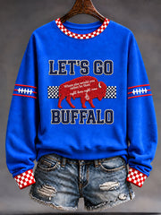 Women's Let's Go Buffalo Football Fans Lovers Gameday Casual Regular Sweatshirt