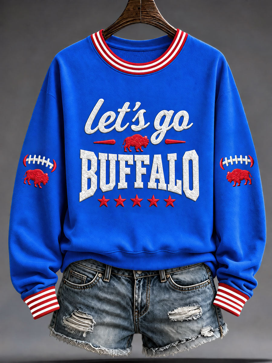 Women's Let's Go Buffalo Football Fans Lovers Gameday Casual Regular Sweatshirt