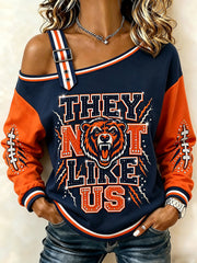 Women's Football Gameday Gift For Football Fans Casual Off-Shoulder Sweatshirt