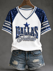 Women's Dallas V-Neck Off-Shoulder Short-Sleeved T-shirt