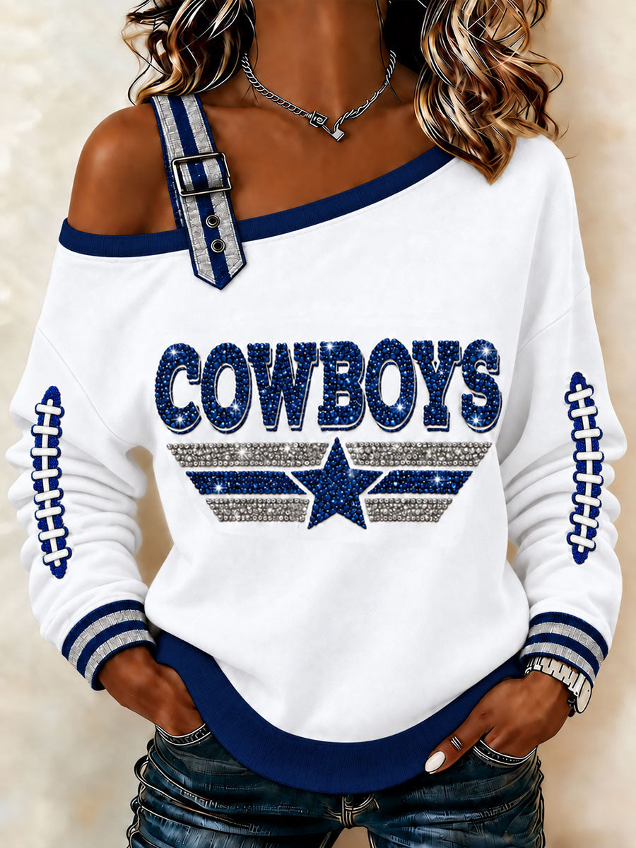 Women's Cowboys Off-Shoulder Sweatshirt